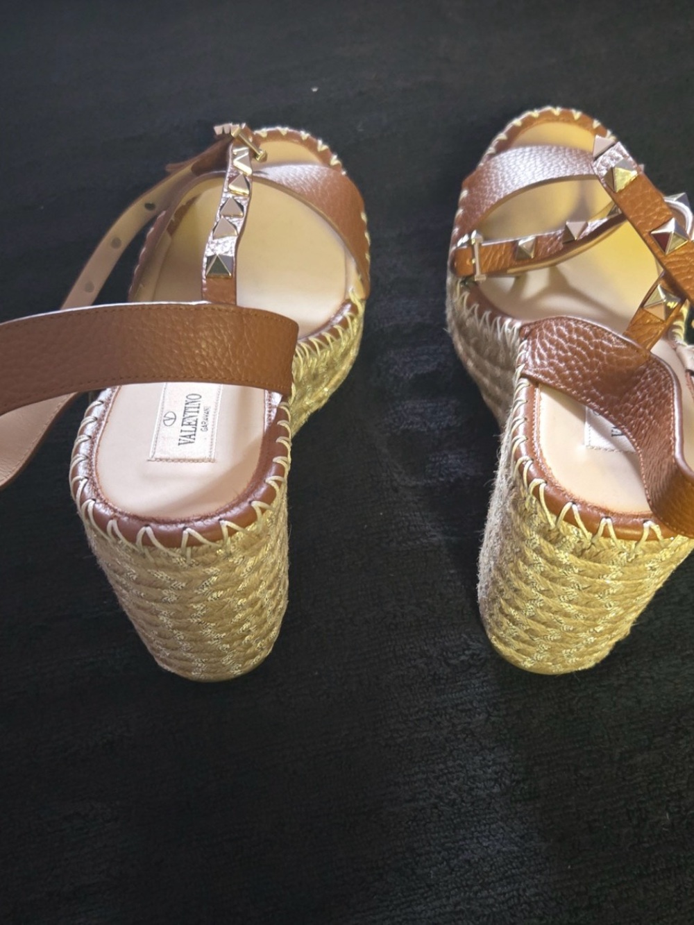Valentino Brown Studded Wedge Sandals - Women - Picture 2 of 3